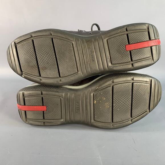 PRADA SPORT Size 10.5 America's Cup Silver Leather Nylon Mesh Ankle Sneakers - Picture 6 of 11